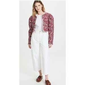 SEA New York Red Jacket Cropped Theodora Paisley Quilted Cotton Size S NWT